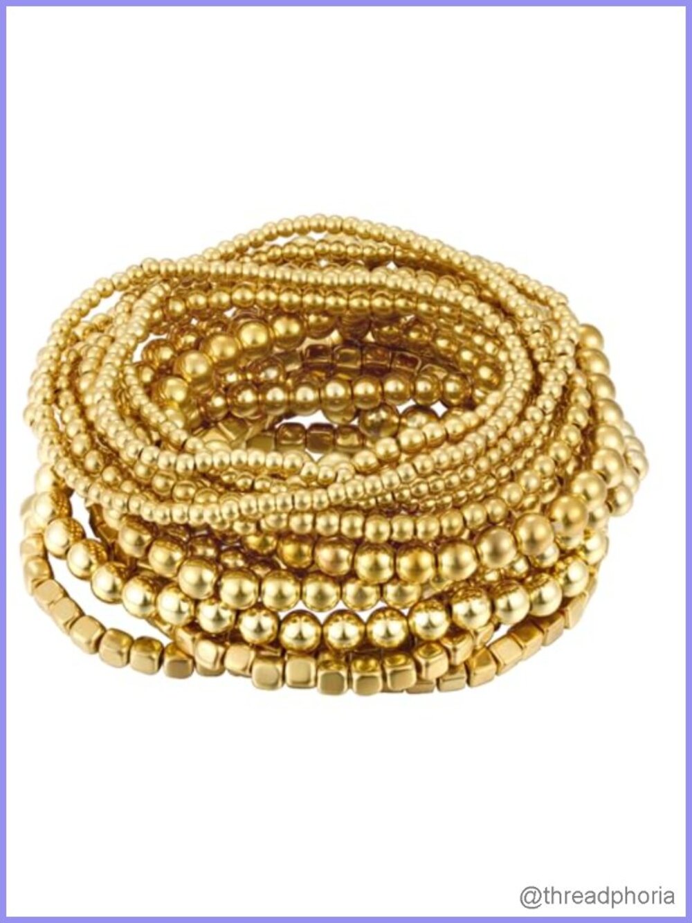 16 PCS Stackable Gold Bead Stretch Bracelets Set for Women